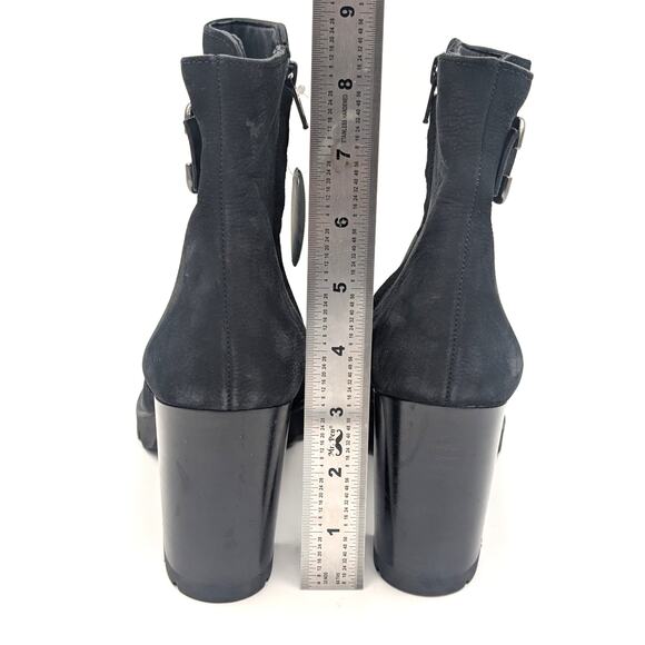 Paul Green Selma Lug Sole Bootie Platform Buckle Black Nubuck Size US8 UK5.5 - Picture 5 of 9